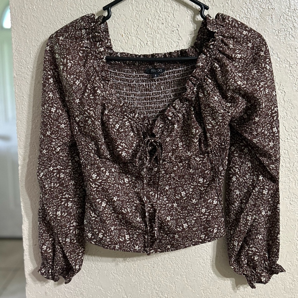 H&M long sleeve floral crop top